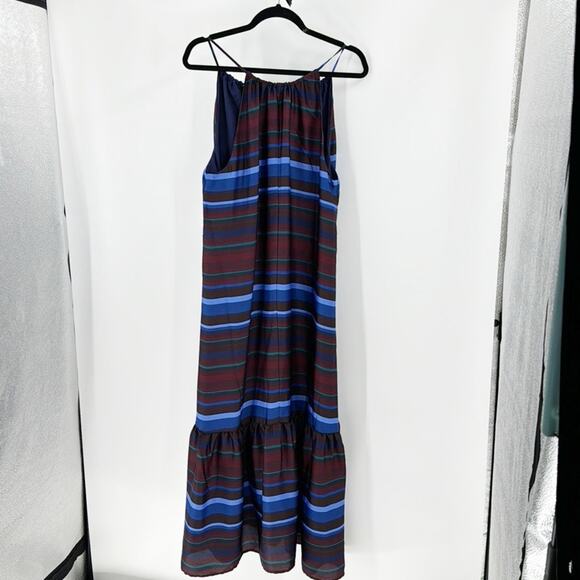 Banana Republic striped halter neck maxi dress nautical cruise summer size L - Picture 3 of 10